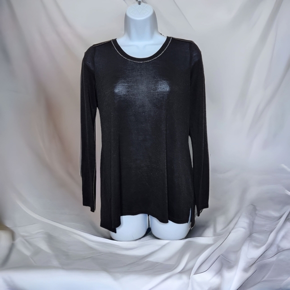 VINCE Black Lightweight Long Sleeve Tee - Picture 1 of 8